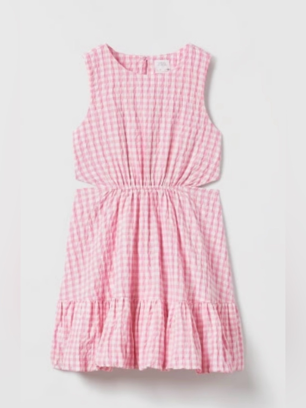 Zara Girls Textured Gingham Tiered Dress Size 8 Years